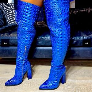 Shane Justin Blue Reptilian Boots Brand New